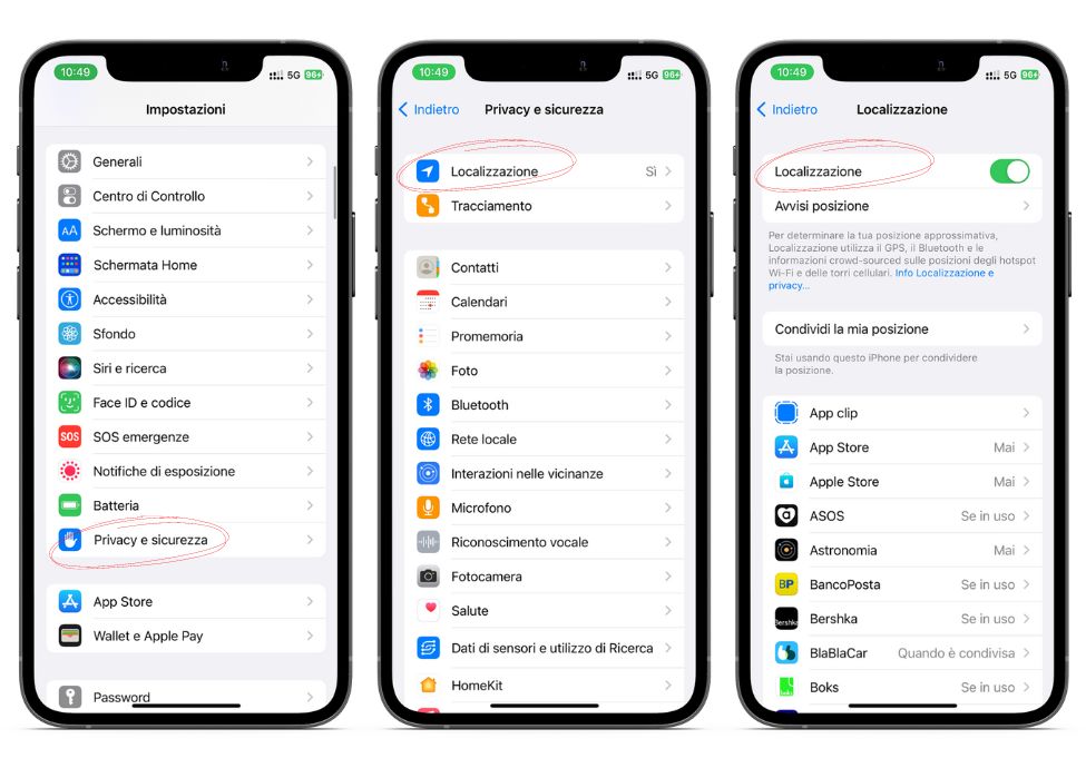 Disattivare la posizione e la localizzazione in background