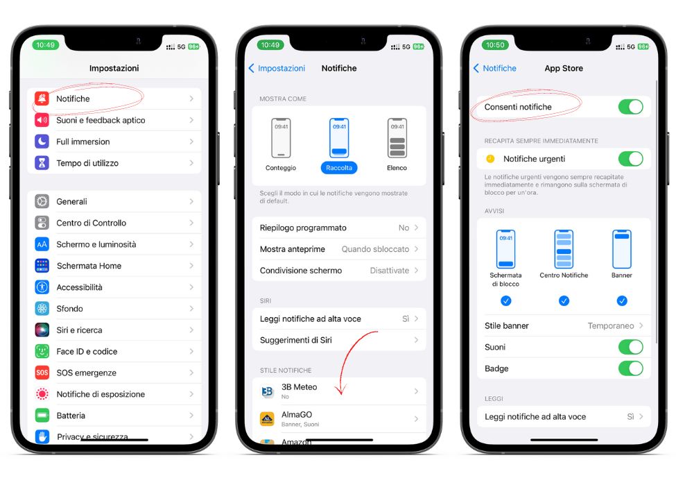 Disattivare le notifiche