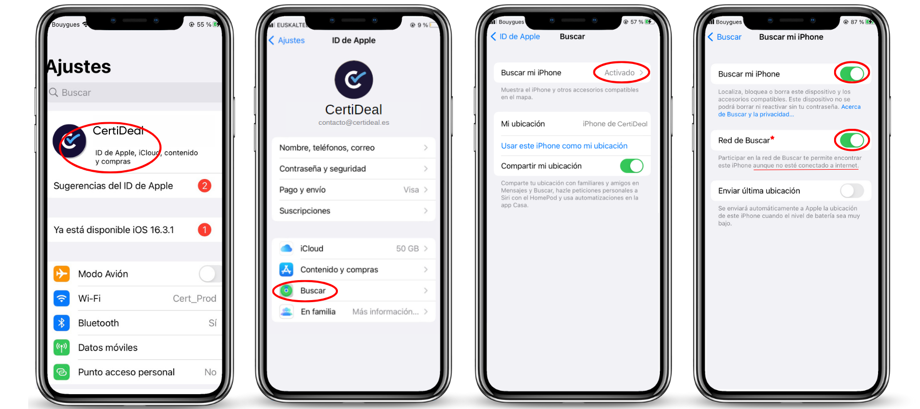 Activar buscar mi iPhone