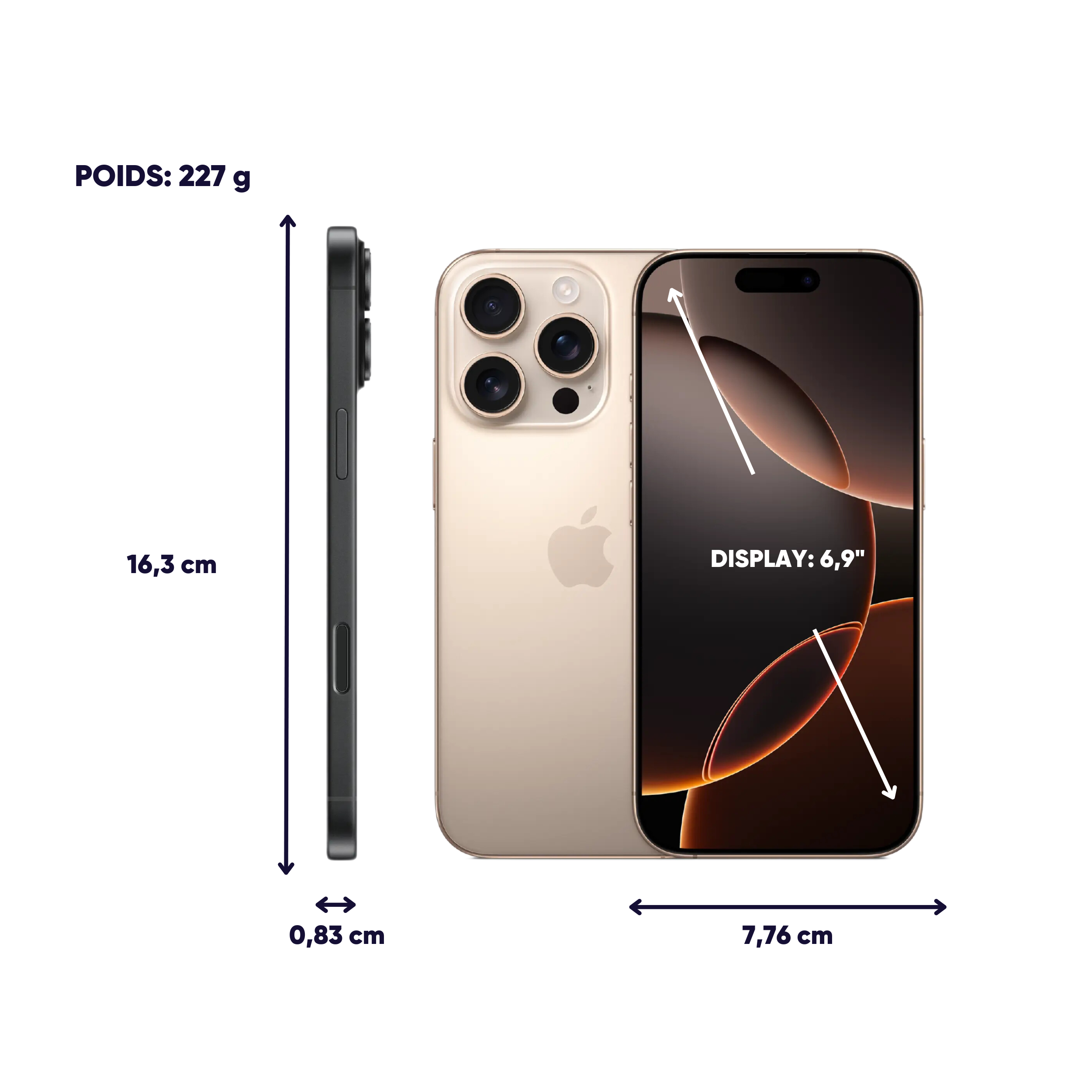 Dimensões e peso do iPhone 16 Pro Max