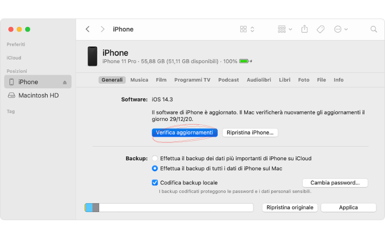 Aggiornamento iOS con iPhone