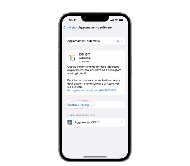 Aggiornamento iOS con iPhone
