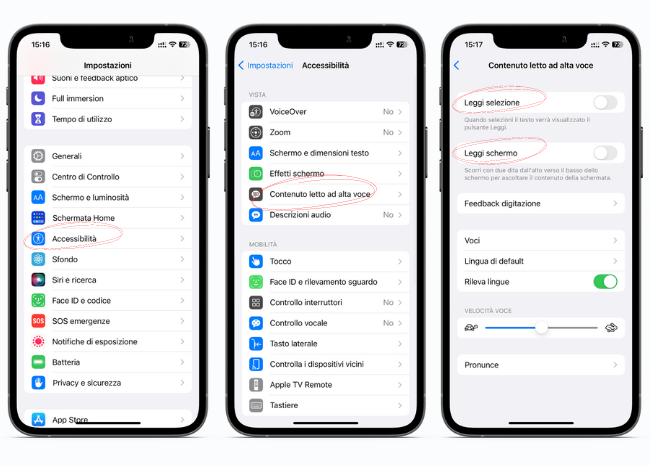 Contenuti letti ad alta voce su iPhone