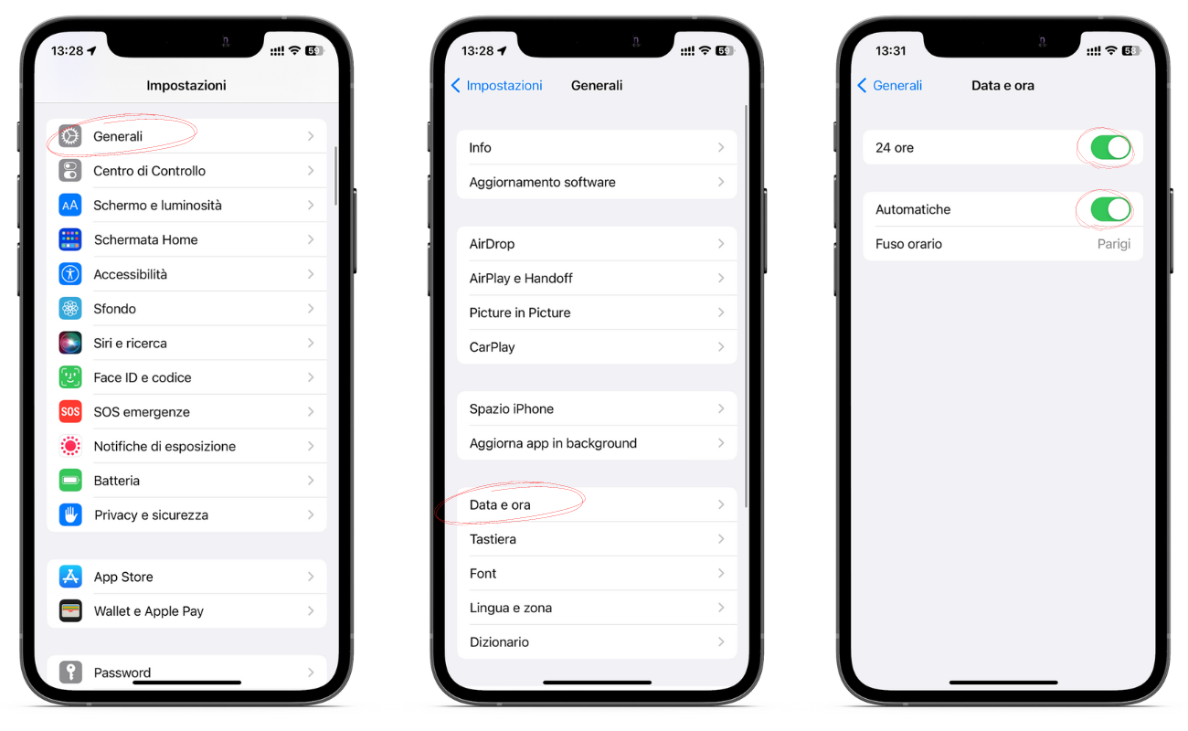 Procedura per modificare le impostazioni di data e ora