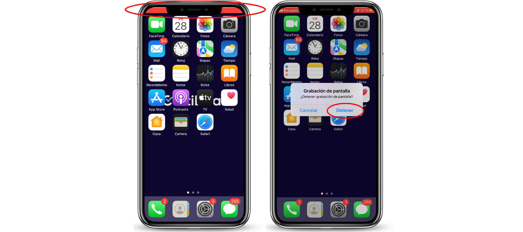Cómo detener la grabación de pantalla de iPhone
