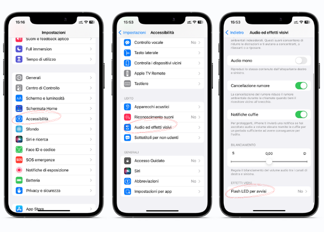 Flash LED per avvisi su iPhone