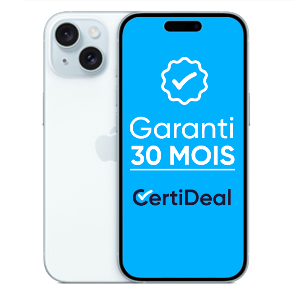 Apple - iPhone 15 - 256 Go - Reconditionné - Bleu