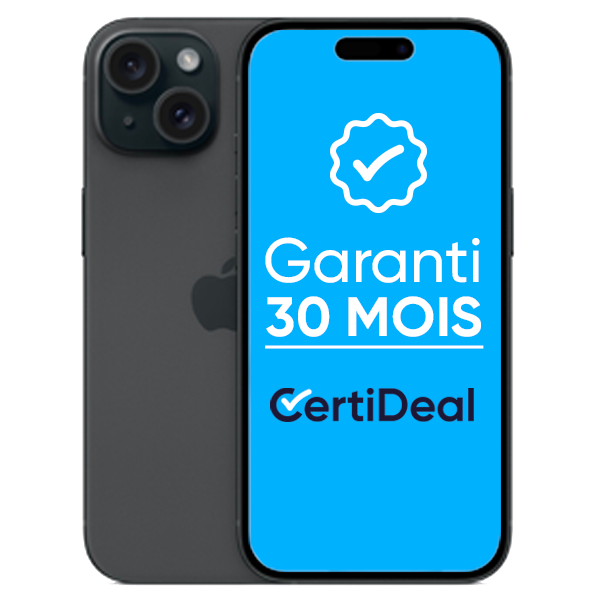 Apple - iPhone 15 - 128 Go - Reconditionné - Noir