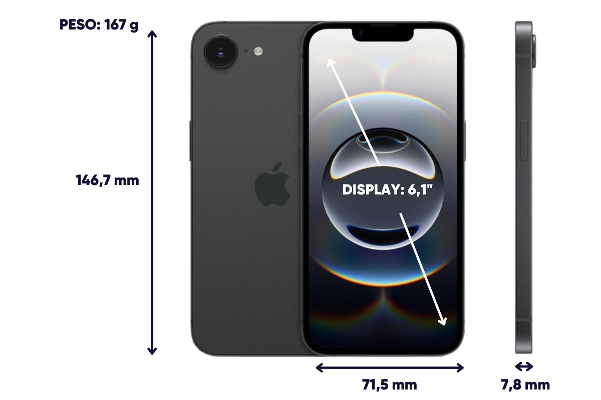 Dimensioni e peso iPhone 16e