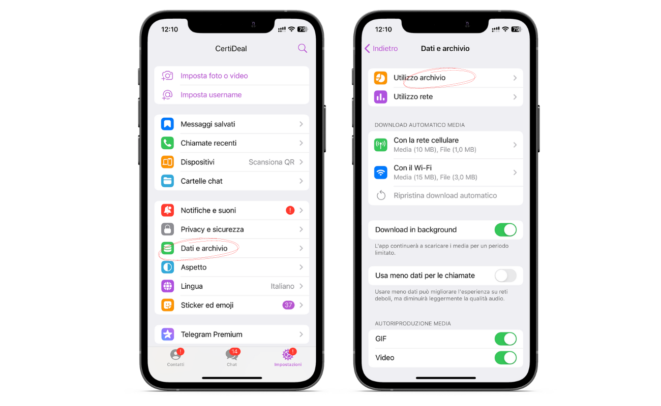 Liberare spazio da Telegram