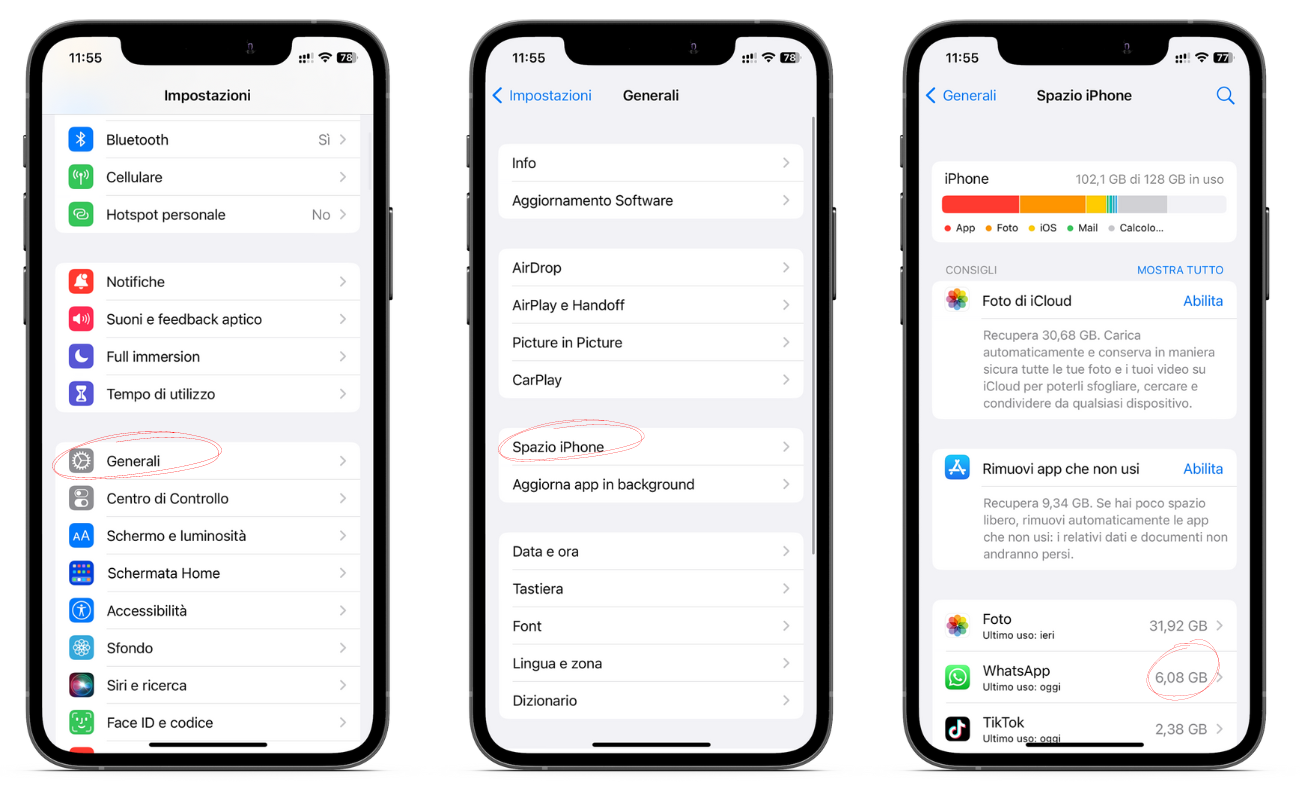 Liberare spazio disinstallando delle app