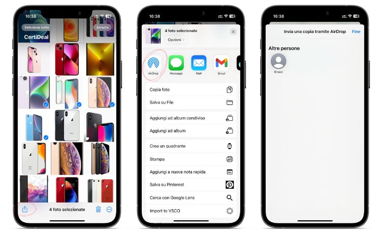 Trasferire foto con Airdrop