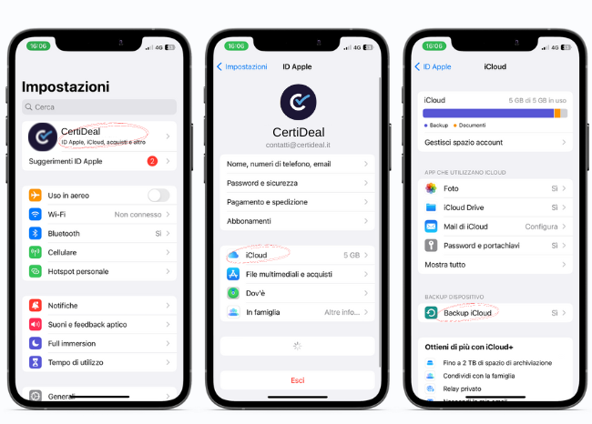 Verificare o forzare backup iPhone iCloud