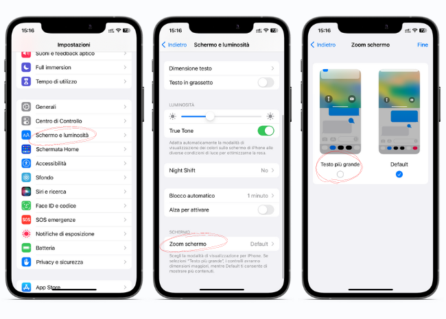 Zoom schermo su iPhone